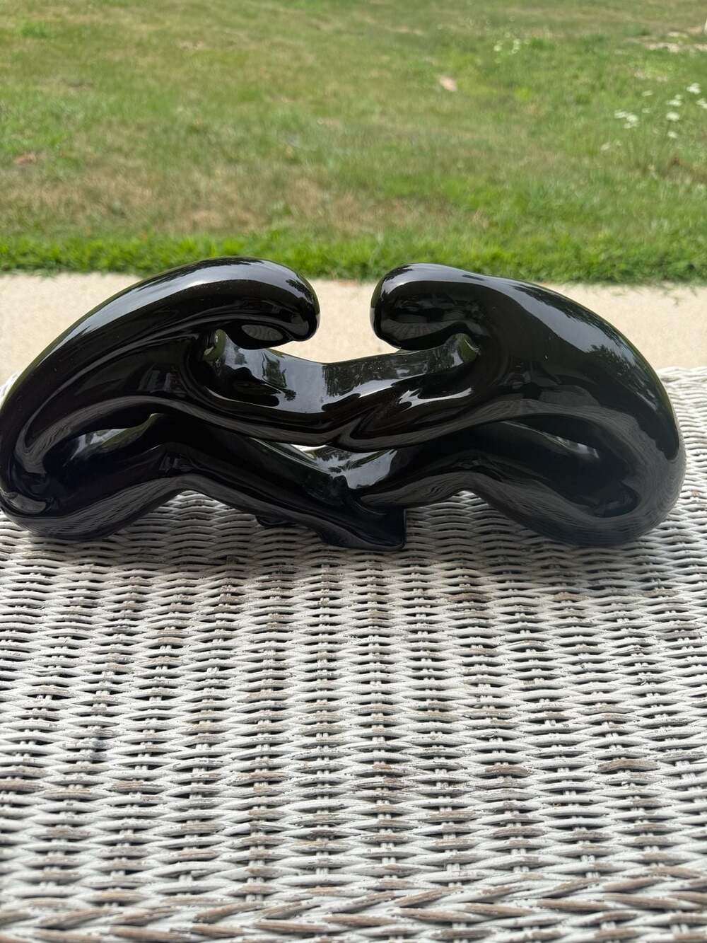 Royal Haeger Lovers Sculpture - Black Gloss Ceramic Mid-Century Modern Figurine